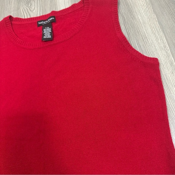 Stephanie Rogers Red Knit Sleeveless Sweater Vest Size L - Picture 4 of 6